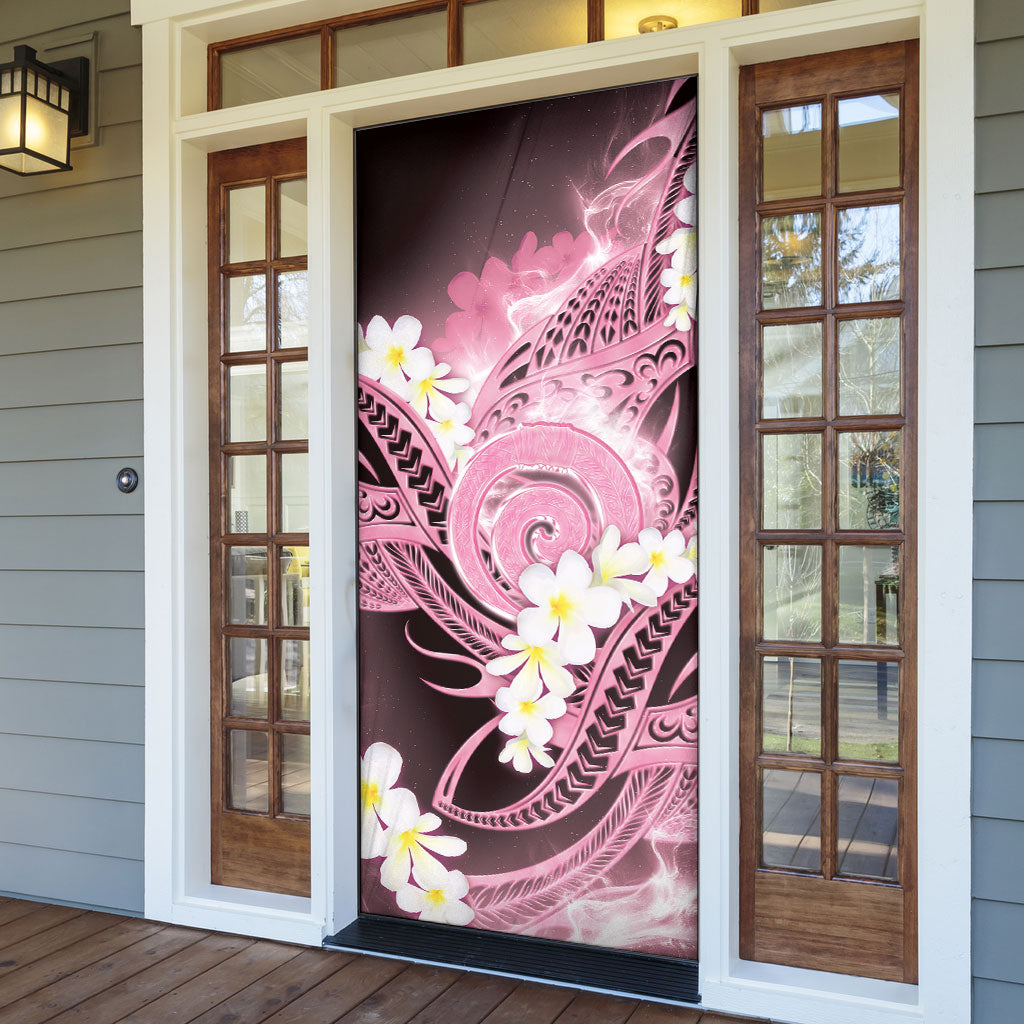 Piko Hawaiian Door Cover Pink Galaxy Spiral Plumeria Tribal Patterns