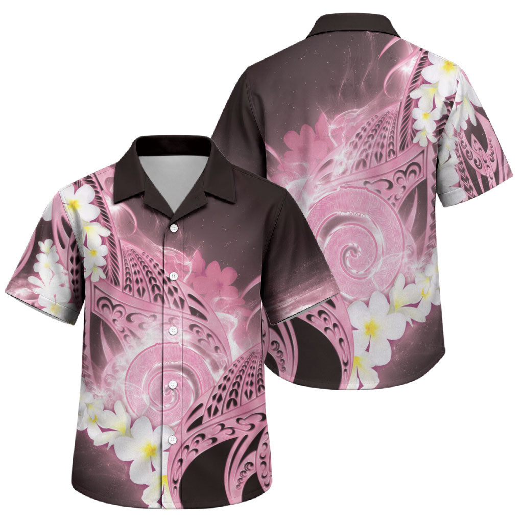 Piko Hawaiian Family Matching Mermaid Dress and Hawaiian Shirt Pink Galaxy Spiral Plumeria Tribal Patterns