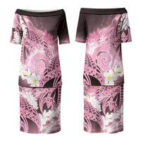 Piko Hawaiian Family Matching Puletasi and Hawaiian Shirt Pink Galaxy Spiral Plumeria Tribal Patterns
