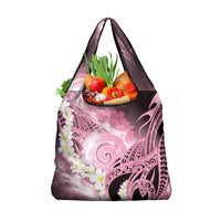 Piko Hawaiian Grocery Bag Pink Galaxy Spiral Plumeria Tribal Patterns