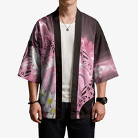 Piko Hawaiian Kimono Pink Galaxy Spiral Plumeria Tribal Patterns