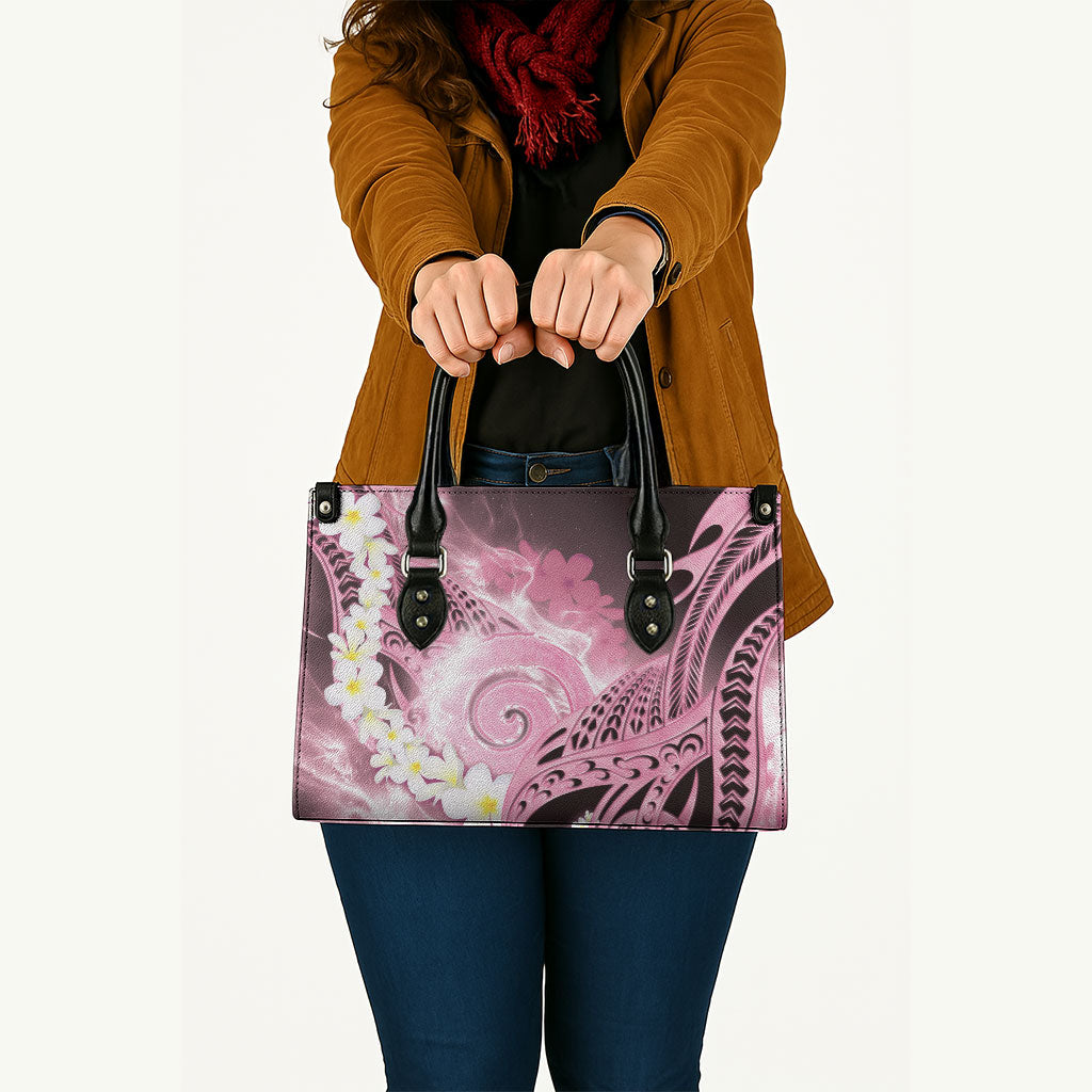 Piko Hawaiian Leather Bag Pink Galaxy Spiral Plumeria Tribal Patterns