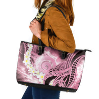 Piko Hawaiian Leather Tote Bag Pink Galaxy Spiral Plumeria Tribal Patterns