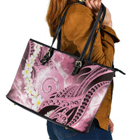 Piko Hawaiian Leather Tote Bag Pink Galaxy Spiral Plumeria Tribal Patterns