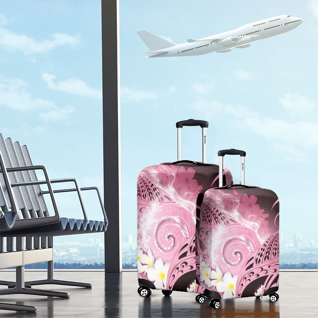 Piko Hawaiian Luggage Cover Pink Galaxy Spiral Plumeria Tribal Patterns