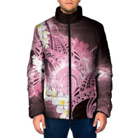 Piko Hawaiian Padded Jacket Pink Galaxy Spiral Plumeria Tribal Patterns