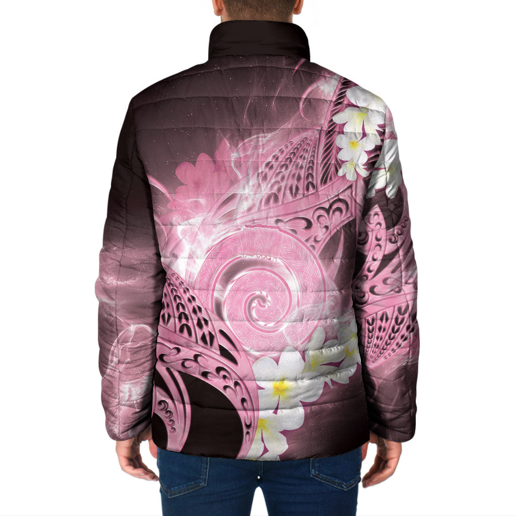 Piko Hawaiian Padded Jacket Pink Galaxy Spiral Plumeria Tribal Patterns