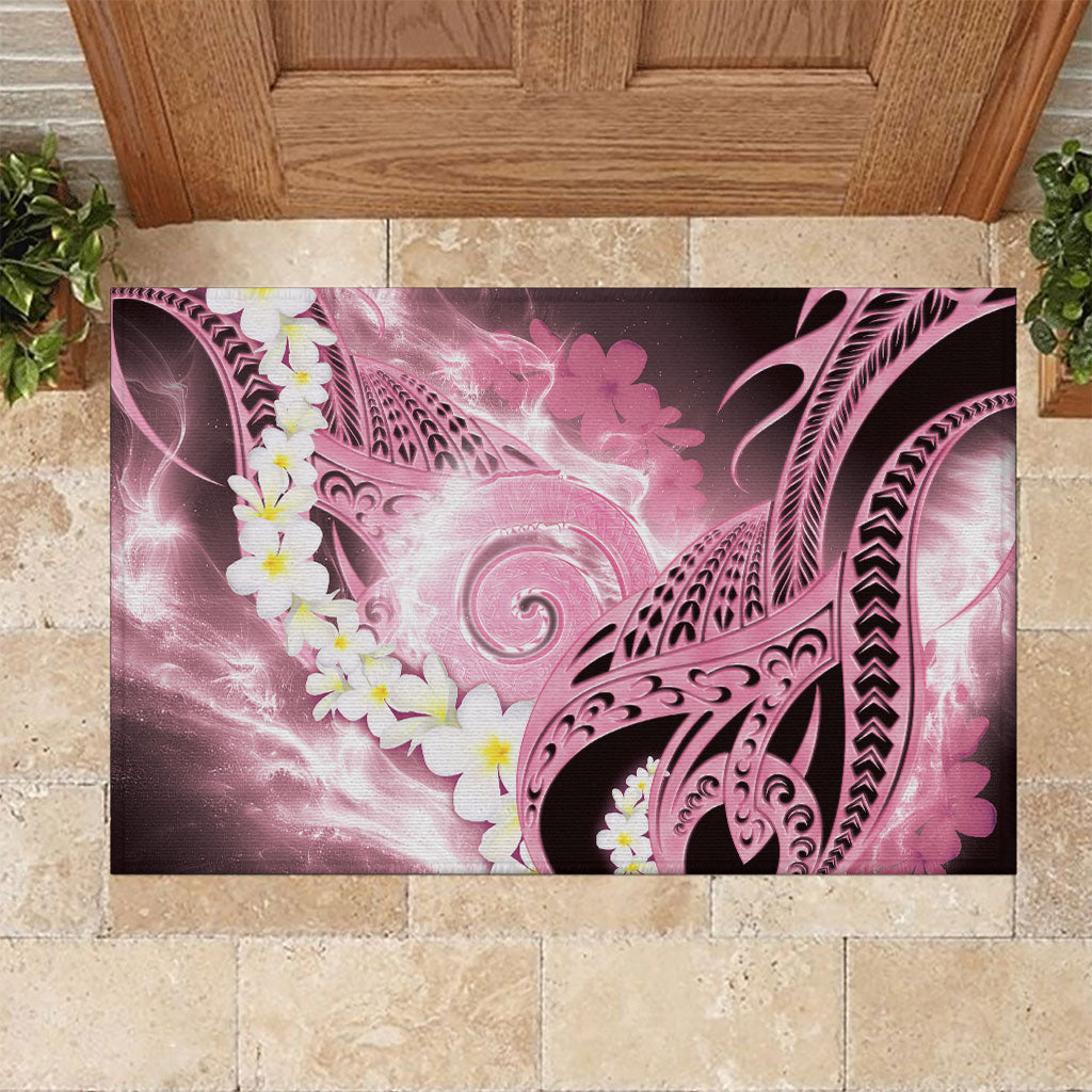 Piko Hawaiian Rubber Doormat Pink Galaxy Spiral Plumeria Tribal Patterns