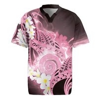 Piko Hawaiian Rugby Jersey Pink Galaxy Spiral Plumeria Tribal Patterns