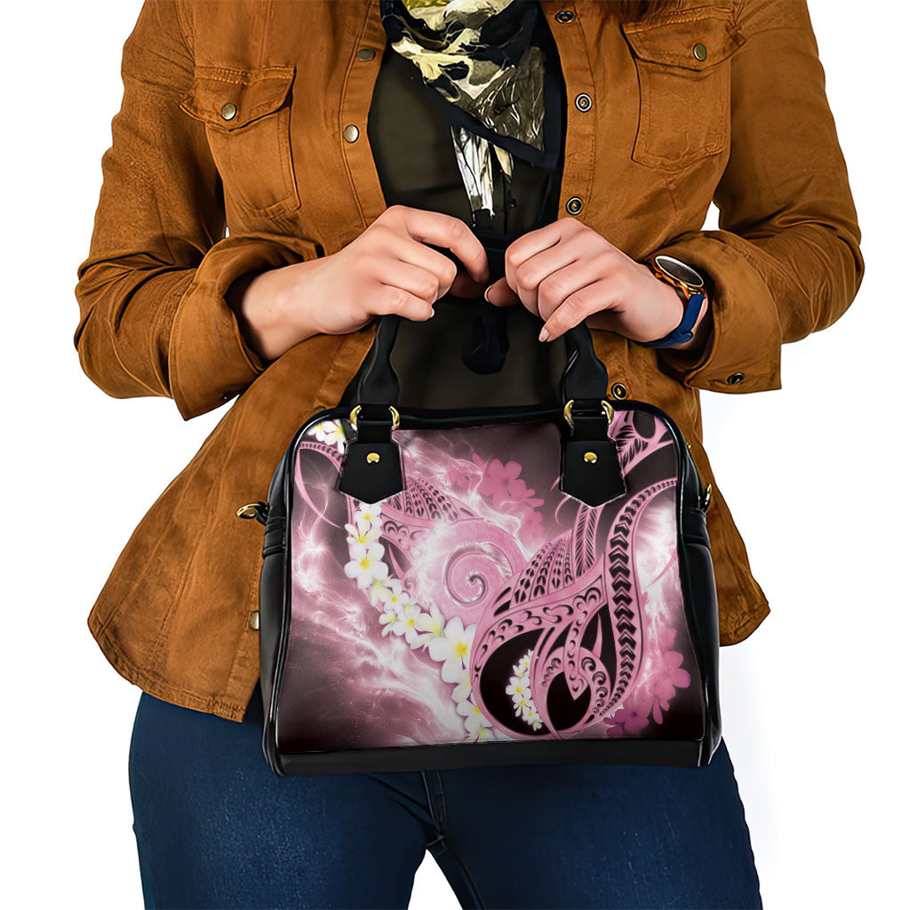 Piko Hawaiian Shoulder Handbag Pink Galaxy Spiral Plumeria Tribal Patterns
