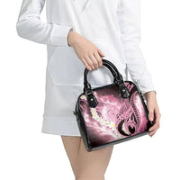 Piko Hawaiian Shoulder Handbag Pink Galaxy Spiral Plumeria Tribal Patterns