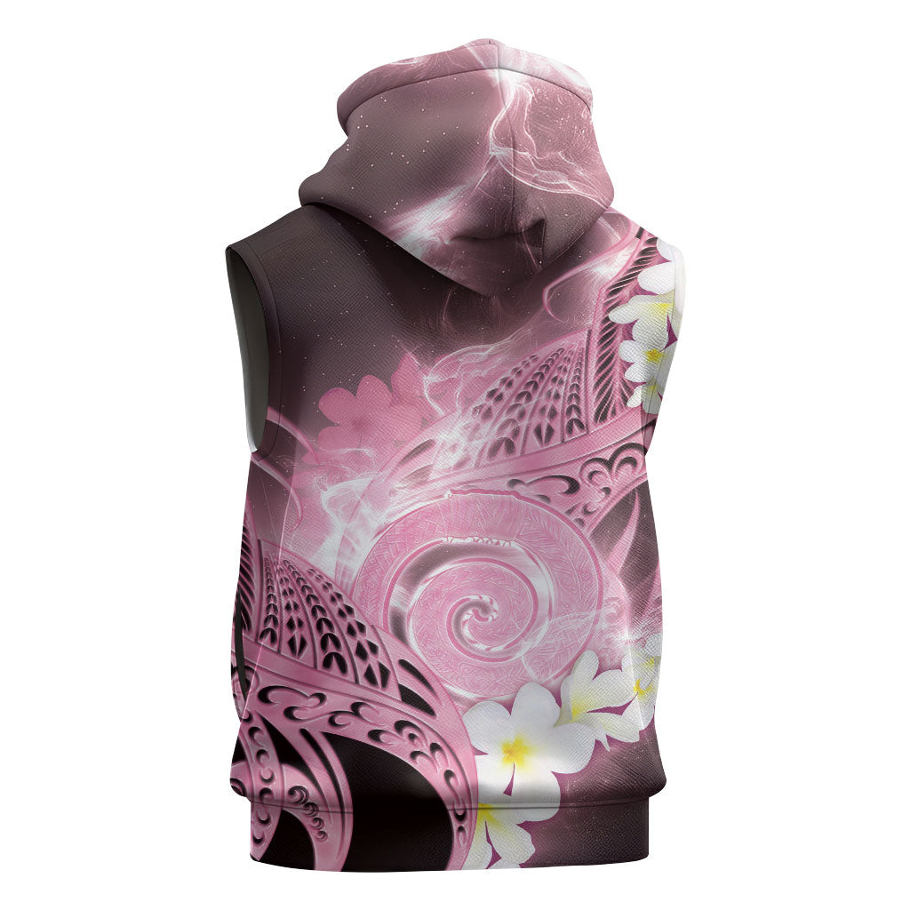 Piko Hawaiian Sleeveless Hoodie Pink Galaxy Spiral Plumeria Tribal Patterns