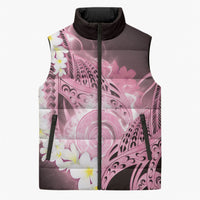 Piko Hawaiian Sleeveless Puffer Jacket Pink Galaxy Spiral Plumeria Tribal Patterns