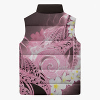 Piko Hawaiian Sleeveless Puffer Jacket Pink Galaxy Spiral Plumeria Tribal Patterns
