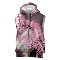 Piko Hawaiian Sleeveless Zip Hoodie Pink Galaxy Spiral Plumeria Tribal Patterns
