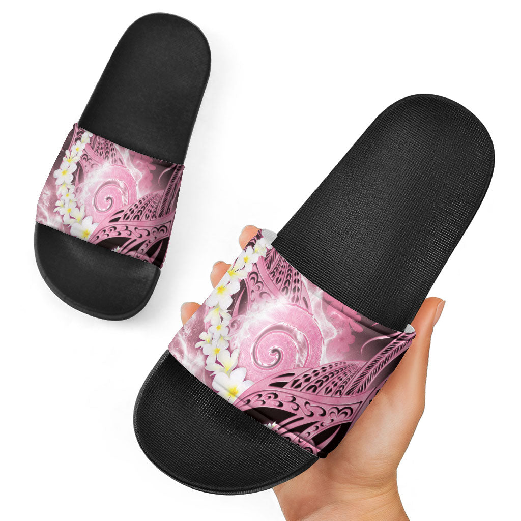 Piko Hawaiian Slide Sandals Pink Galaxy Spiral Plumeria Tribal Patterns