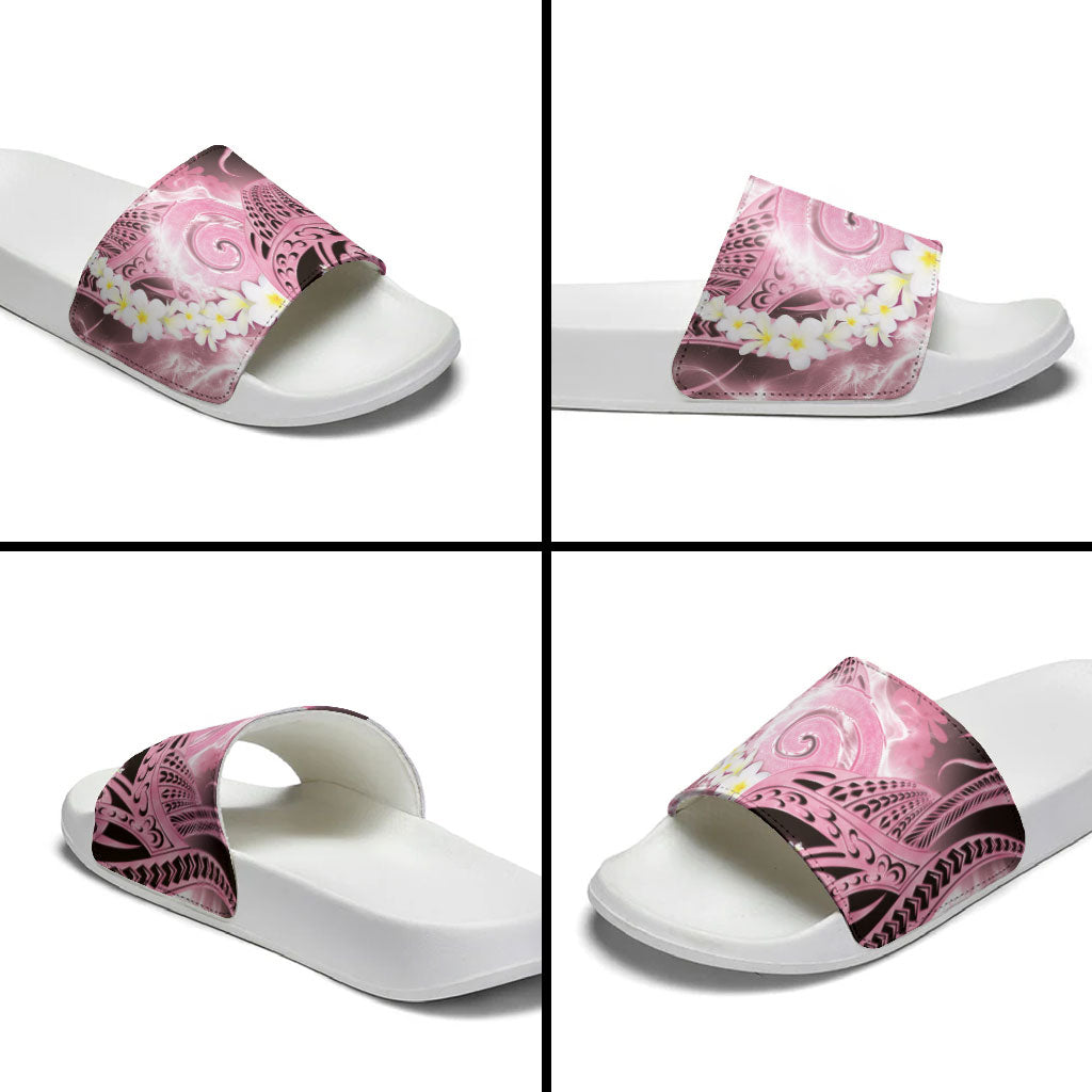 Piko Hawaiian Slide Sandals Pink Galaxy Spiral Plumeria Tribal Patterns