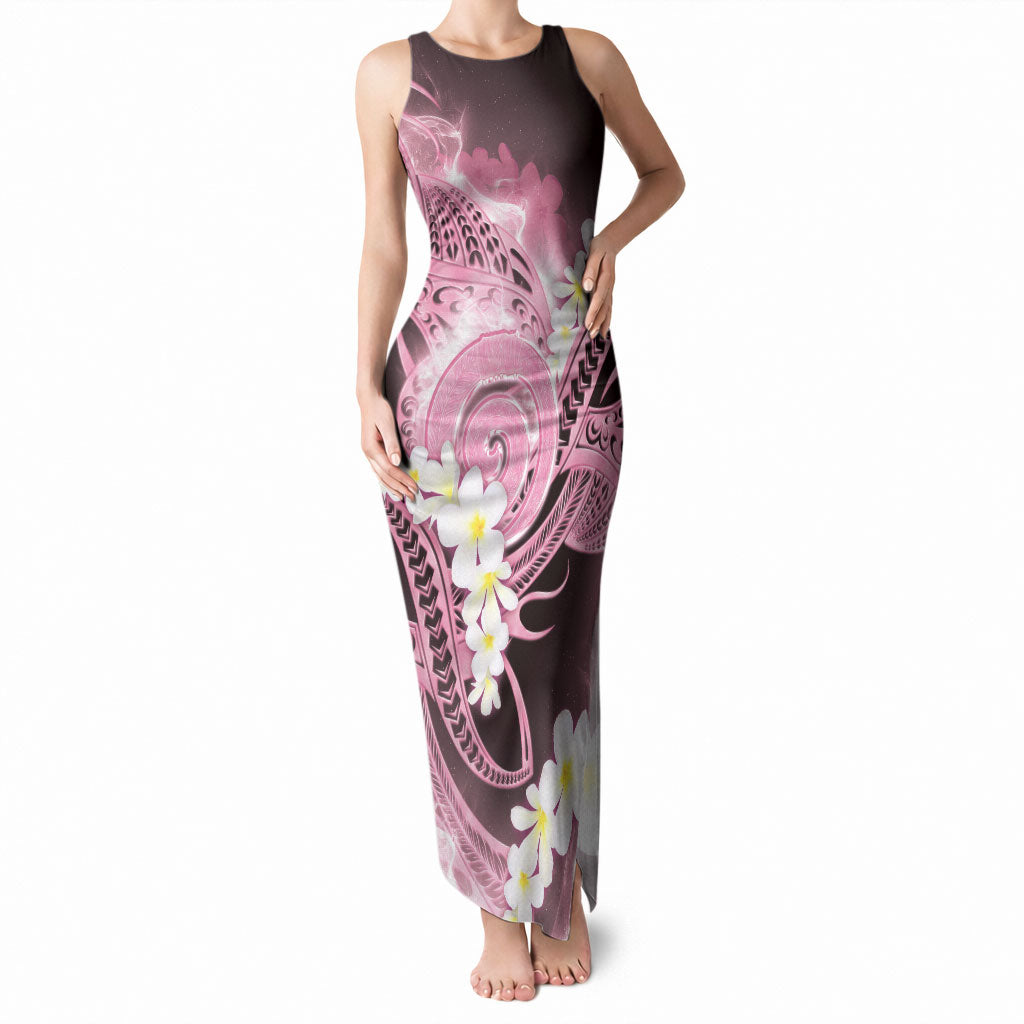 Piko Hawaiian Tank Maxi Dress Pink Galaxy Spiral Plumeria Tribal Patterns