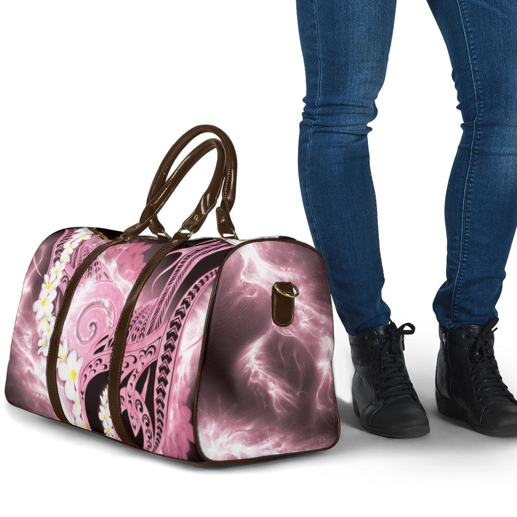 Piko Hawaiian Travel Bag Pink Galaxy Spiral Plumeria Tribal Patterns