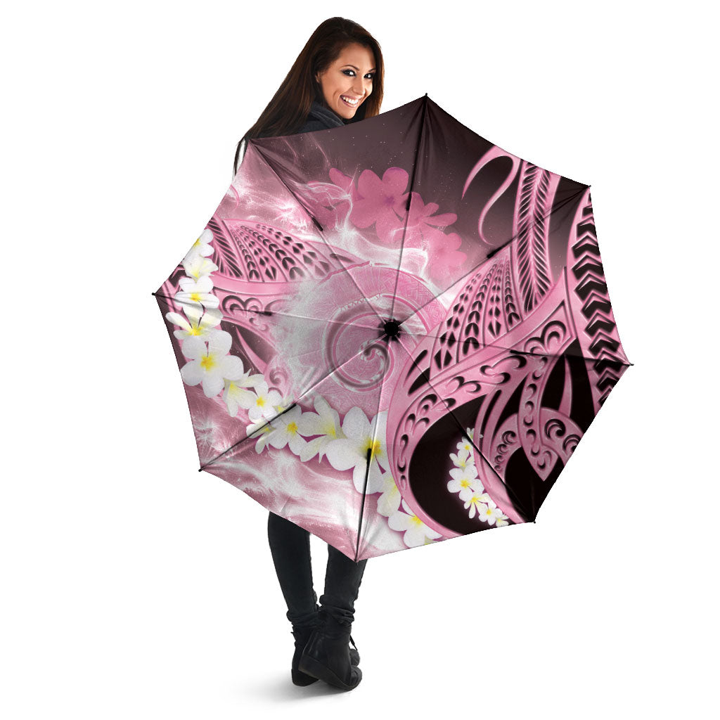 Piko Hawaiian Umbrella Pink Galaxy Spiral Plumeria Tribal Patterns