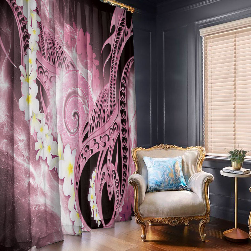 Piko Hawaiian Window Curtain Pink Galaxy Spiral Plumeria Tribal Patterns