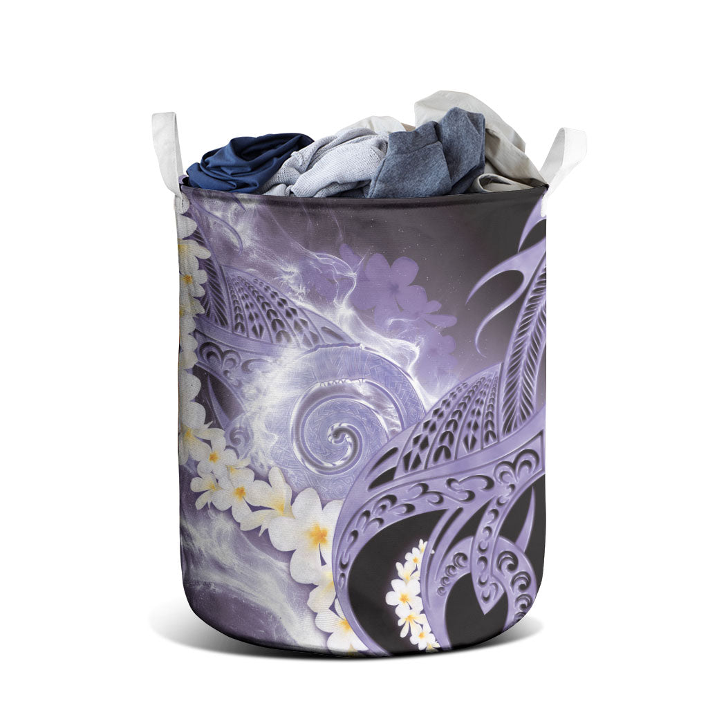 Piko Hawaiian Laundry Basket Purple Galaxy Spiral Plumeria Tribal Patterns