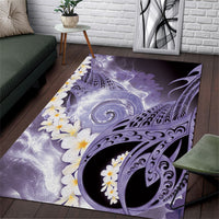 Piko Hawaiian Area Rug Purple Galaxy Spiral Plumeria Tribal Patterns