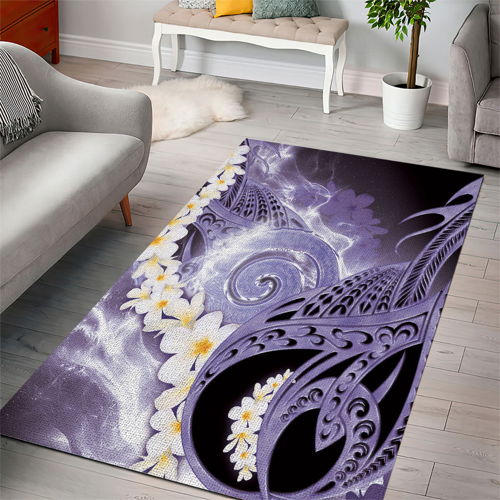 Piko Hawaiian Area Rug Purple Galaxy Spiral Plumeria Tribal Patterns