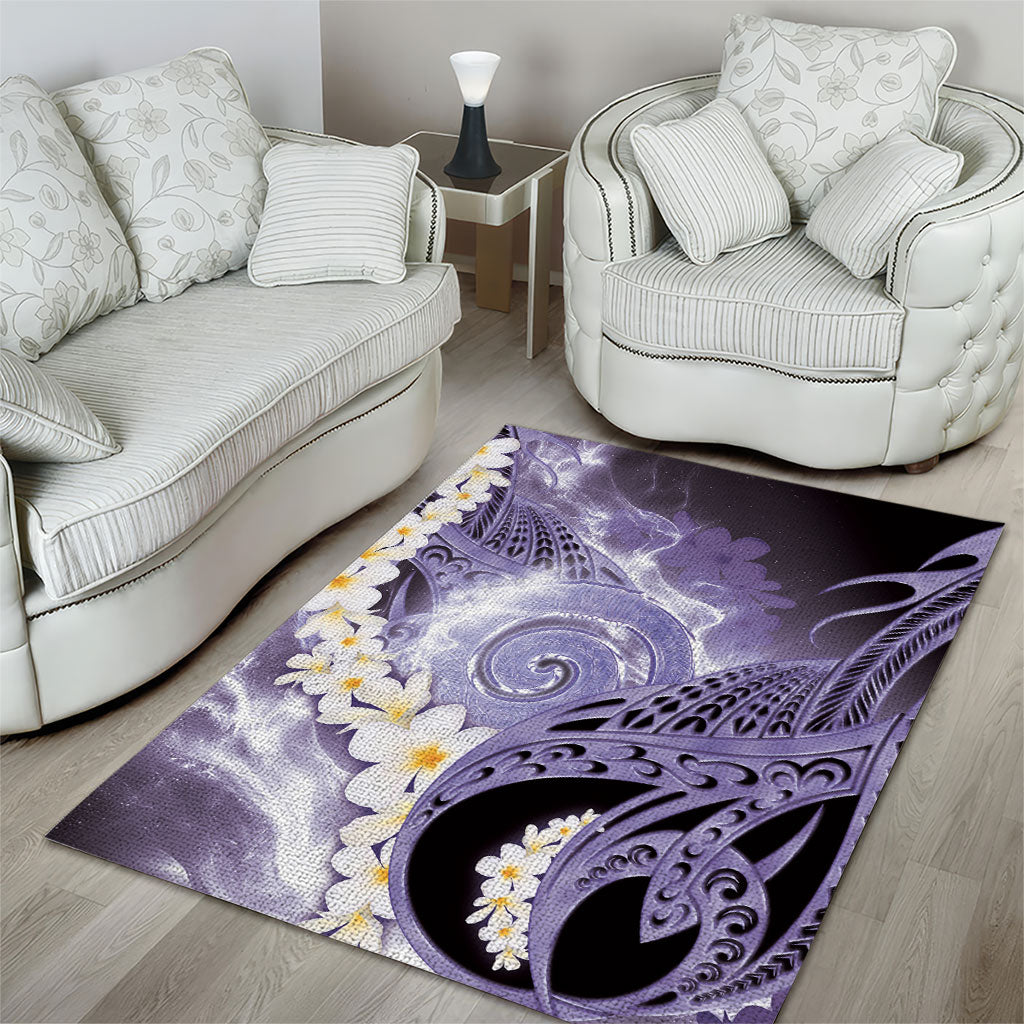 Piko Hawaiian Area Rug Purple Galaxy Spiral Plumeria Tribal Patterns