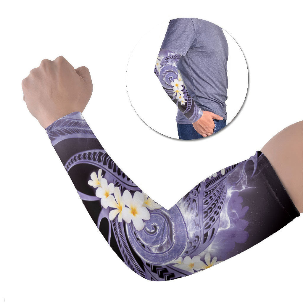 Piko Hawaiian Arm Sleeves Purple Galaxy Spiral Plumeria Tribal Patterns