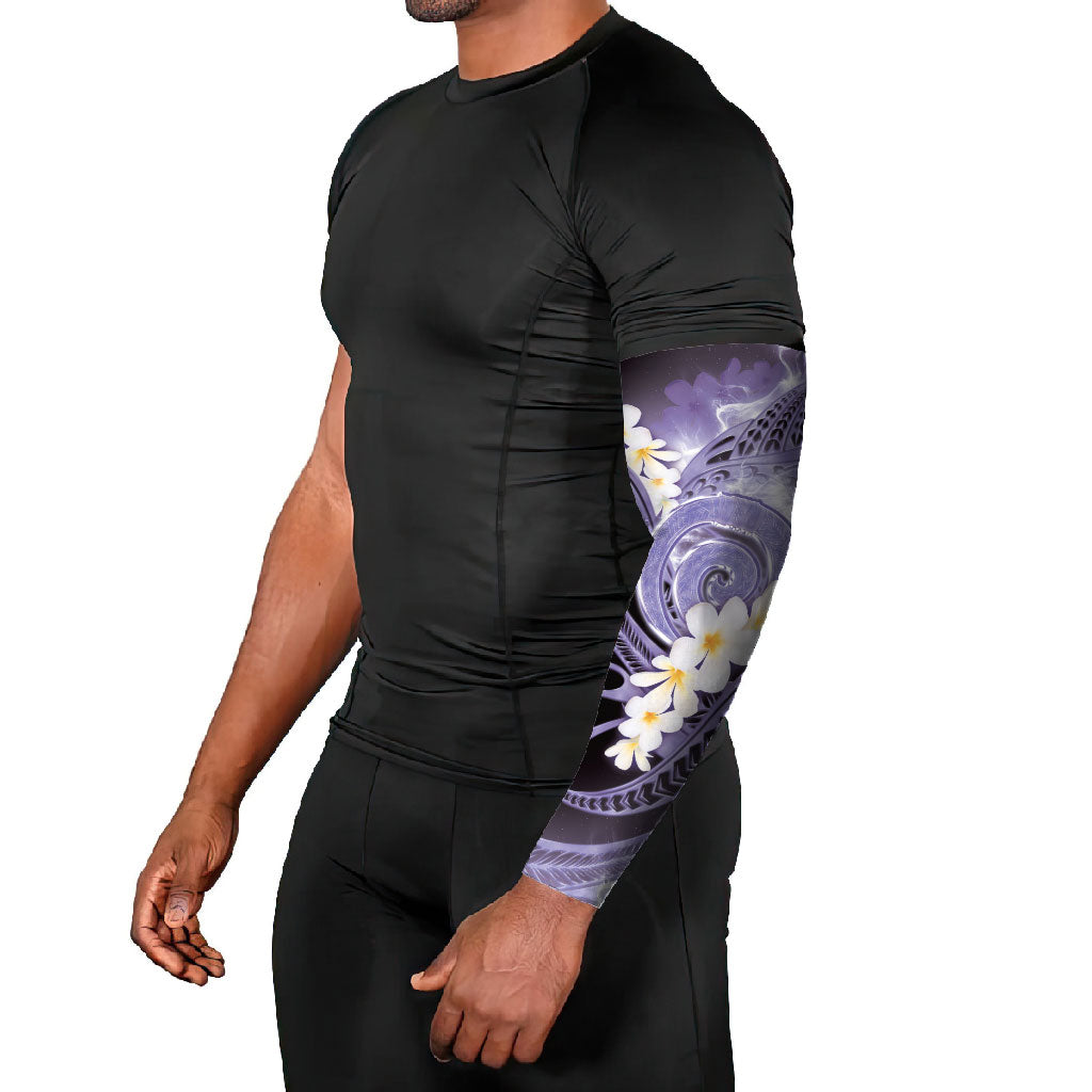Piko Hawaiian Arm Sleeves Purple Galaxy Spiral Plumeria Tribal Patterns