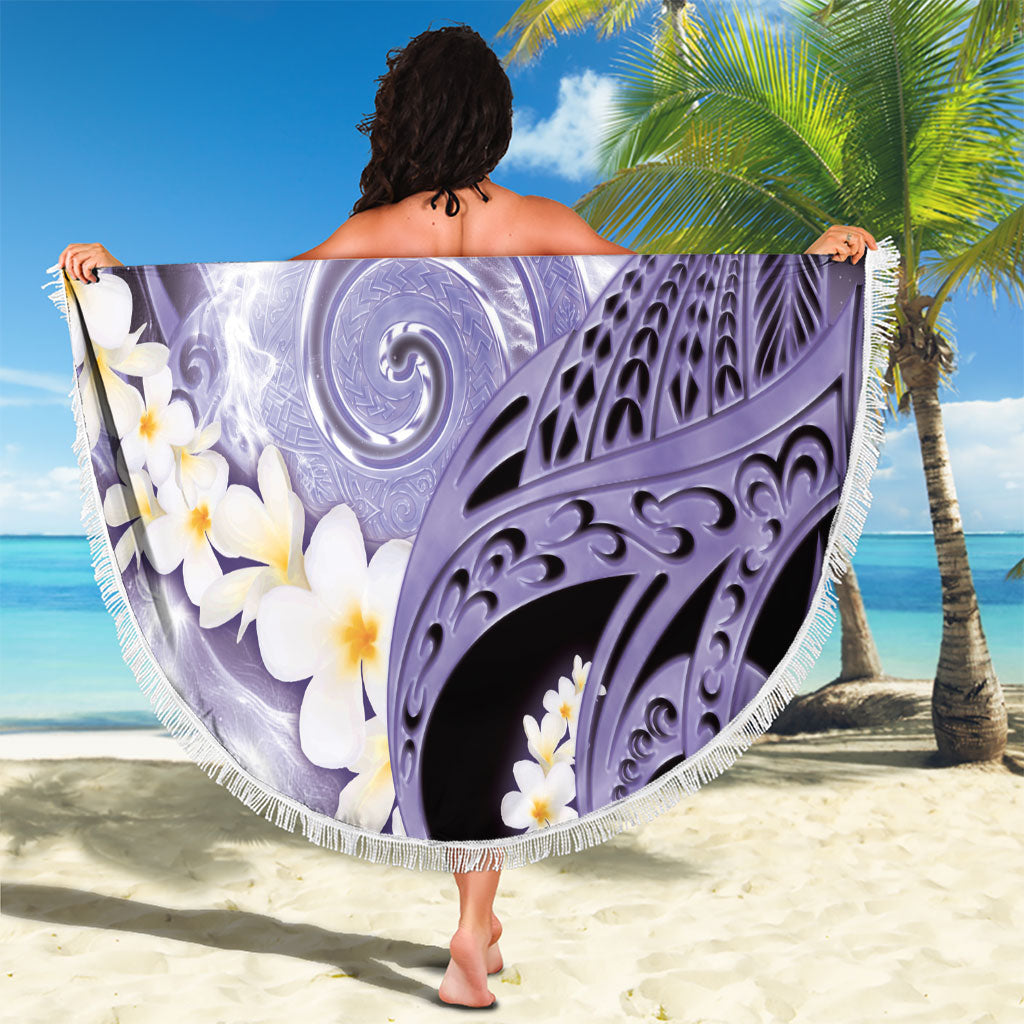 Piko Hawaiian Beach Blanket Purple Galaxy Spiral Plumeria Tribal Patterns