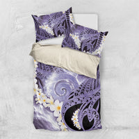 Piko Hawaiian Bedding Set Purple Galaxy Spiral Plumeria Tribal Patterns