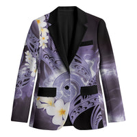 Piko Hawaiian Blazer Purple Galaxy Spiral Plumeria Tribal Patterns