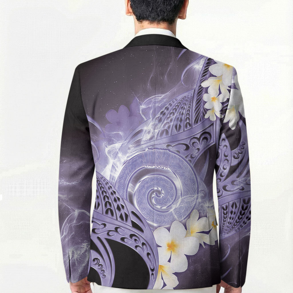 Piko Hawaiian Blazer Purple Galaxy Spiral Plumeria Tribal Patterns