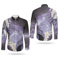 Piko Hawaiian Couples Matching Mermaid Dress and Long Sleeve Button Shirt Purple Galaxy Spiral Plumeria Tribal Patterns