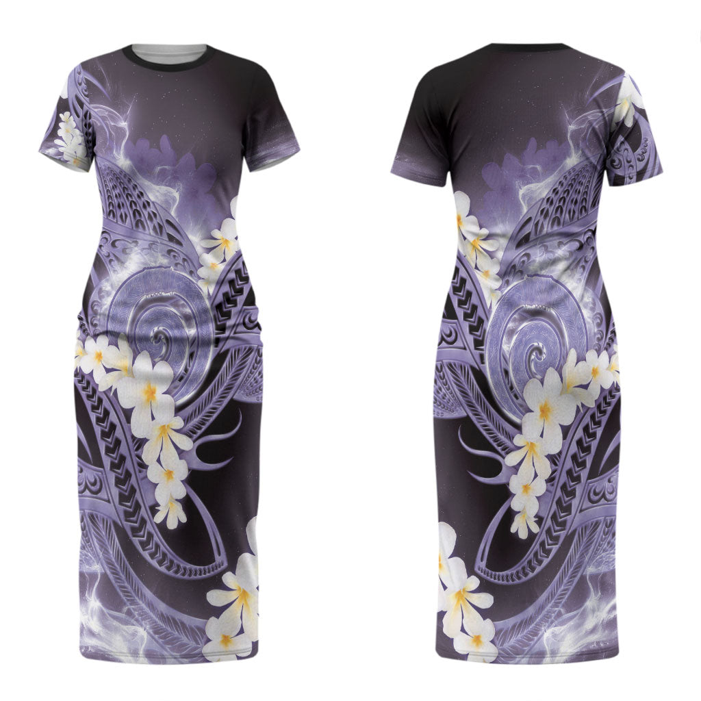 Piko Hawaiian Couples Matching Short Sleeve Bodycon Dress and Long Sleeve Button Shirt Purple Galaxy Spiral Plumeria Tribal Patterns