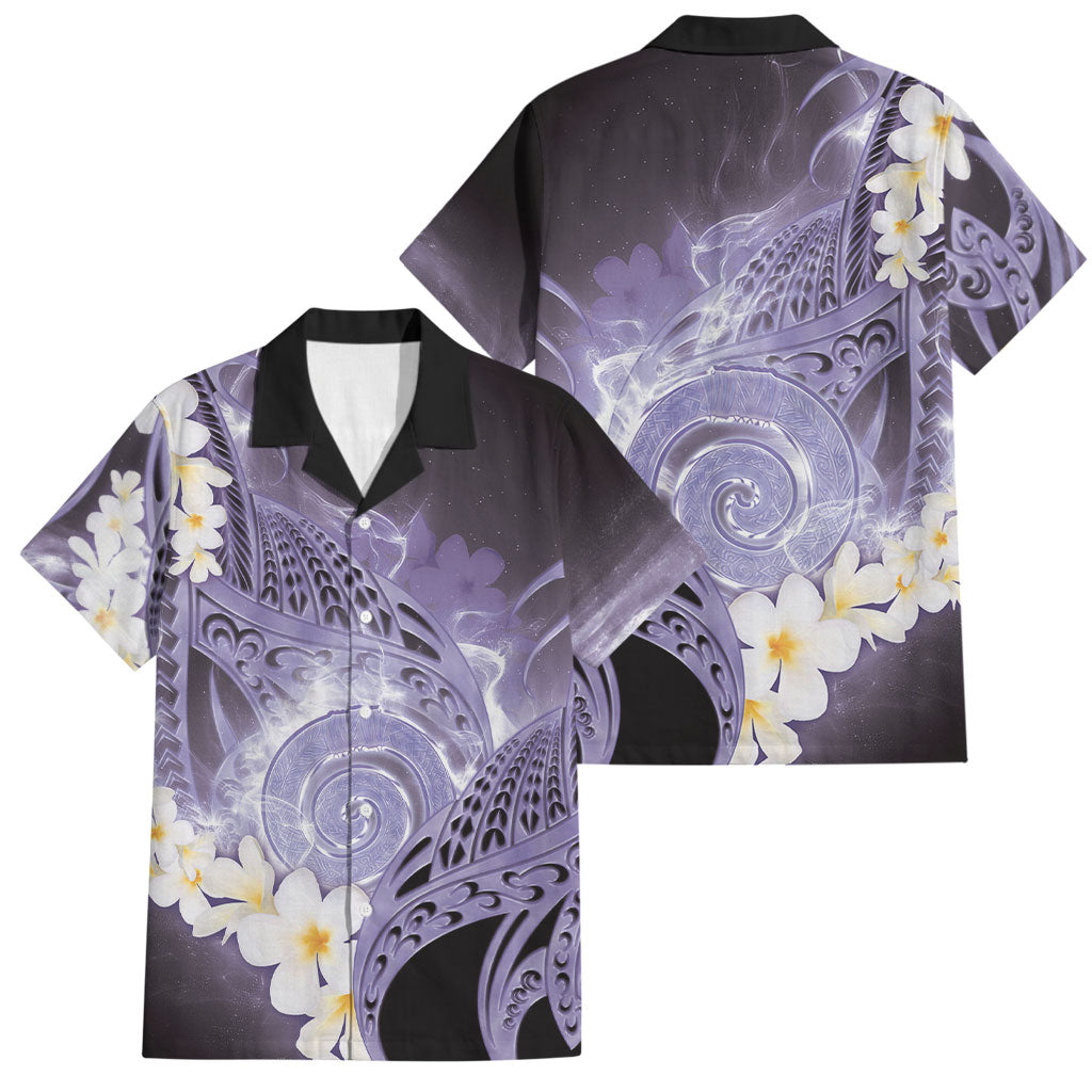 Piko Hawaiian Family Matching Long Sleeve Bodycon Dress and Hawaiian Shirt Purple Galaxy Spiral Plumeria Tribal Patterns