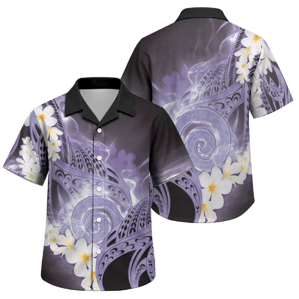 Piko Hawaiian Family Matching Long Sleeve Bodycon Dress and Hawaiian Shirt Purple Galaxy Spiral Plumeria Tribal Patterns