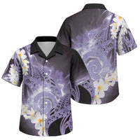 Piko Hawaiian Family Matching Off The Shoulder Long Sleeve Dress and Hawaiian Shirt Purple Galaxy Spiral Plumeria Tribal Patterns