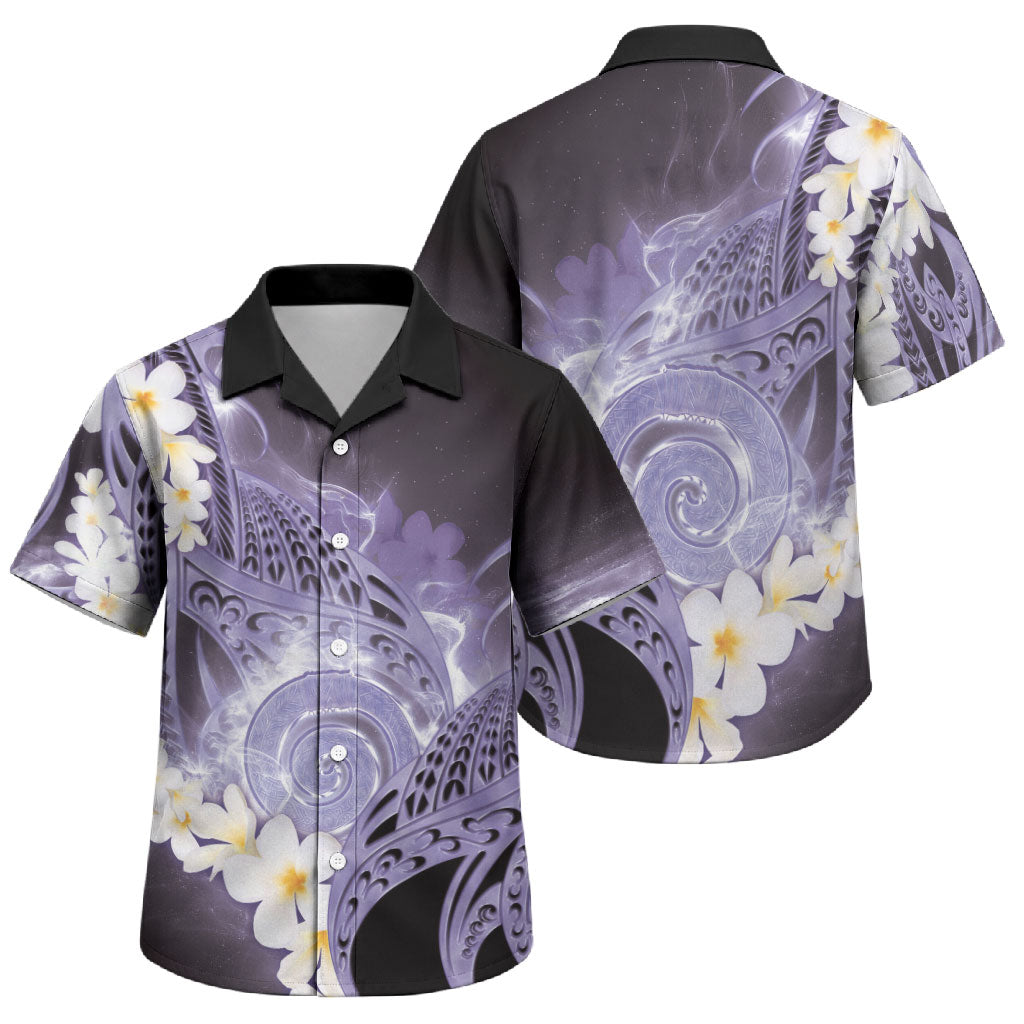 Piko Hawaiian Family Matching Tank Maxi Dress and Hawaiian Shirt Purple Galaxy Spiral Plumeria Tribal Patterns
