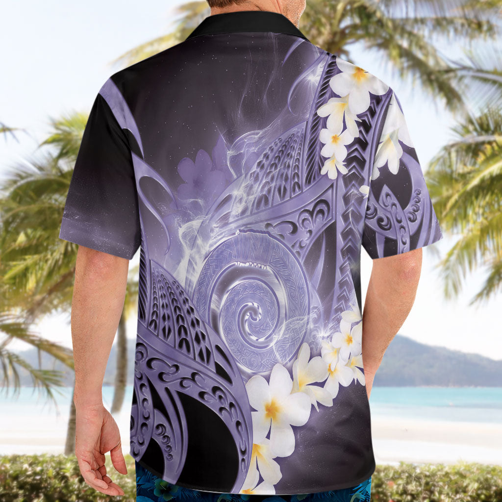 Piko Hawaiian Hawaiian Shirt Purple Galaxy Spiral Plumeria Tribal Patterns