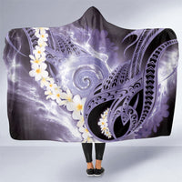 Piko Hawaiian Hooded Blanket Purple Galaxy Spiral Plumeria Tribal Patterns