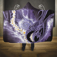Piko Hawaiian Hooded Blanket Purple Galaxy Spiral Plumeria Tribal Patterns