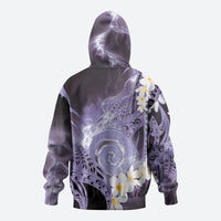 Piko Hawaiian Hoodie Purple Galaxy Spiral Plumeria Tribal Patterns