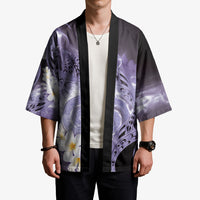 Piko Hawaiian Kimono Purple Galaxy Spiral Plumeria Tribal Patterns
