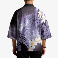 Piko Hawaiian Kimono Purple Galaxy Spiral Plumeria Tribal Patterns