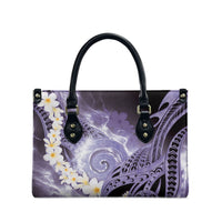 Piko Hawaiian Leather Bag Purple Galaxy Spiral Plumeria Tribal Patterns