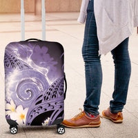 Piko Hawaiian Luggage Cover Purple Galaxy Spiral Plumeria Tribal Patterns