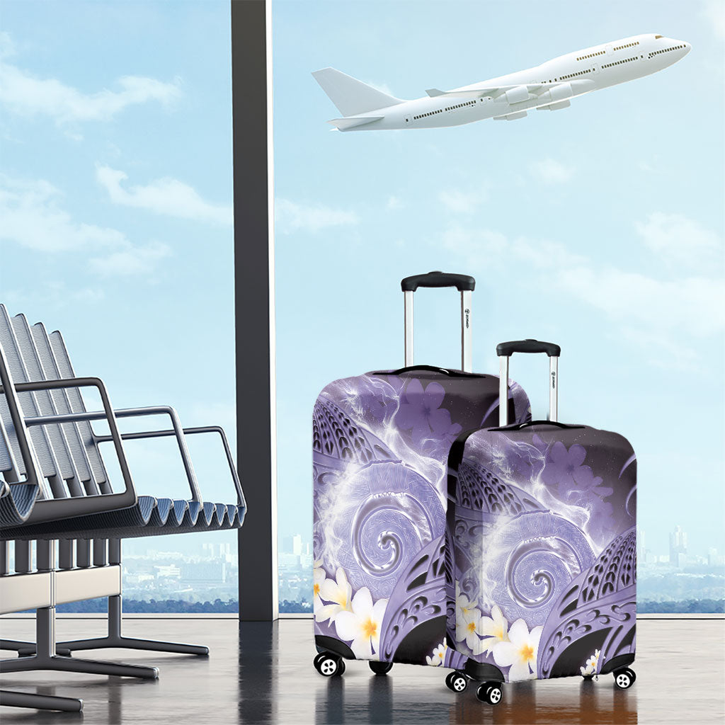 Piko Hawaiian Luggage Cover Purple Galaxy Spiral Plumeria Tribal Patterns